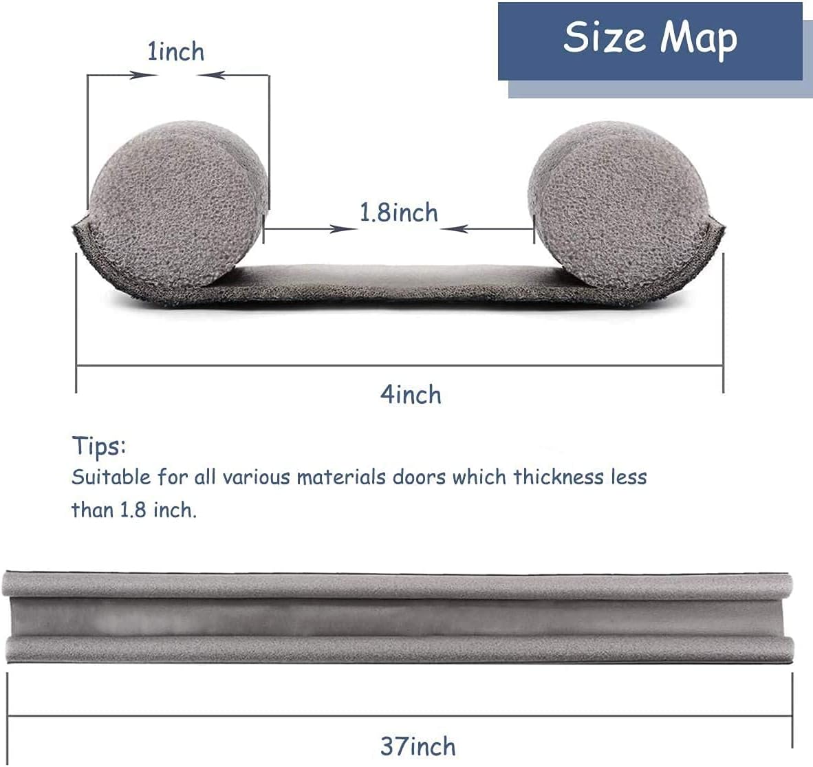 Grey 94cm Door Draft Excluder – Energy-Efficient Under Door Seal, Noise & Cold Air Blocker, Weather Stripping for Bottom of Your Door - Image 3