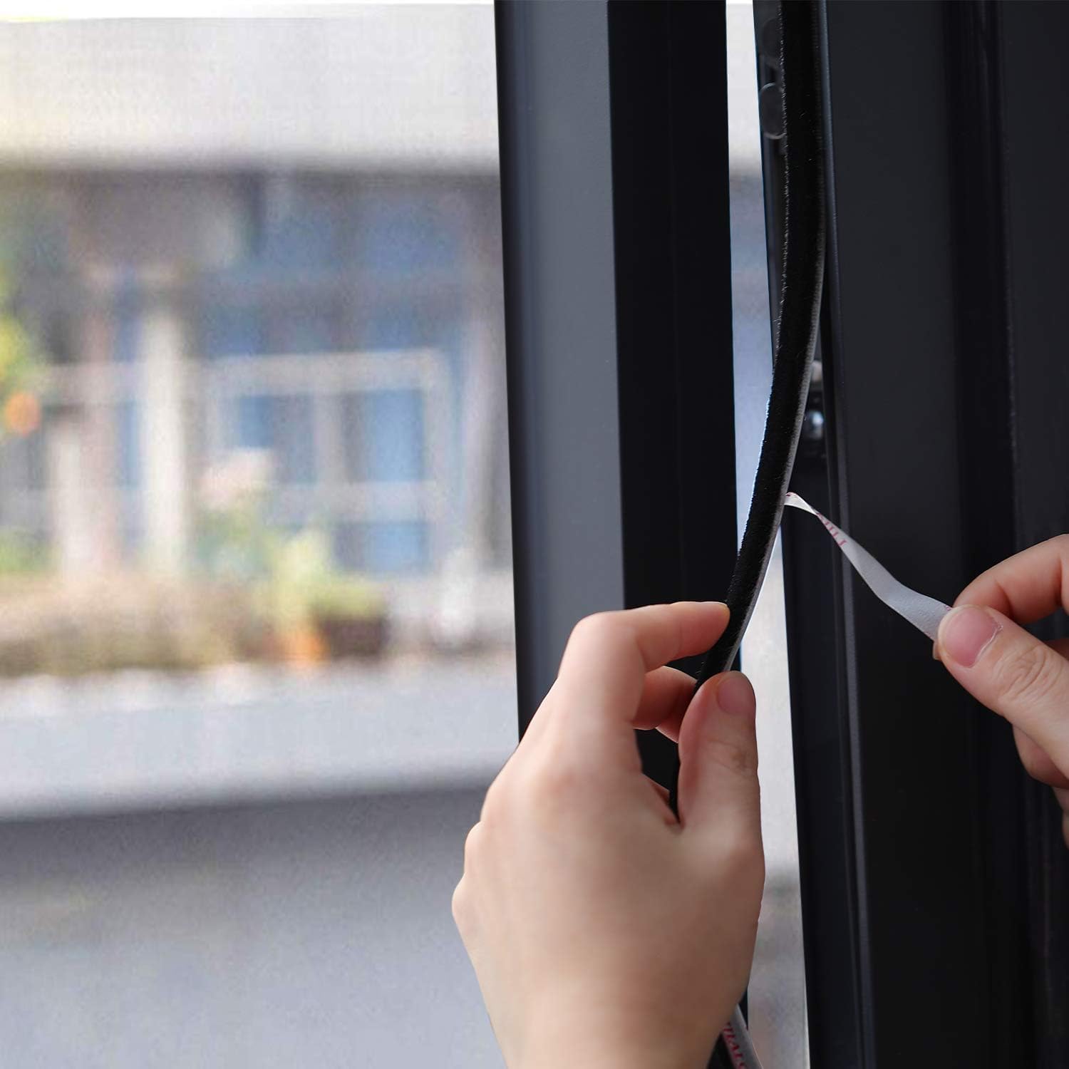 5m Door & Window Draft Excluder, 9mm x 5mm Brush Weather Stripping Tape, Self-Adhesive Black Seal Strip - Image 4