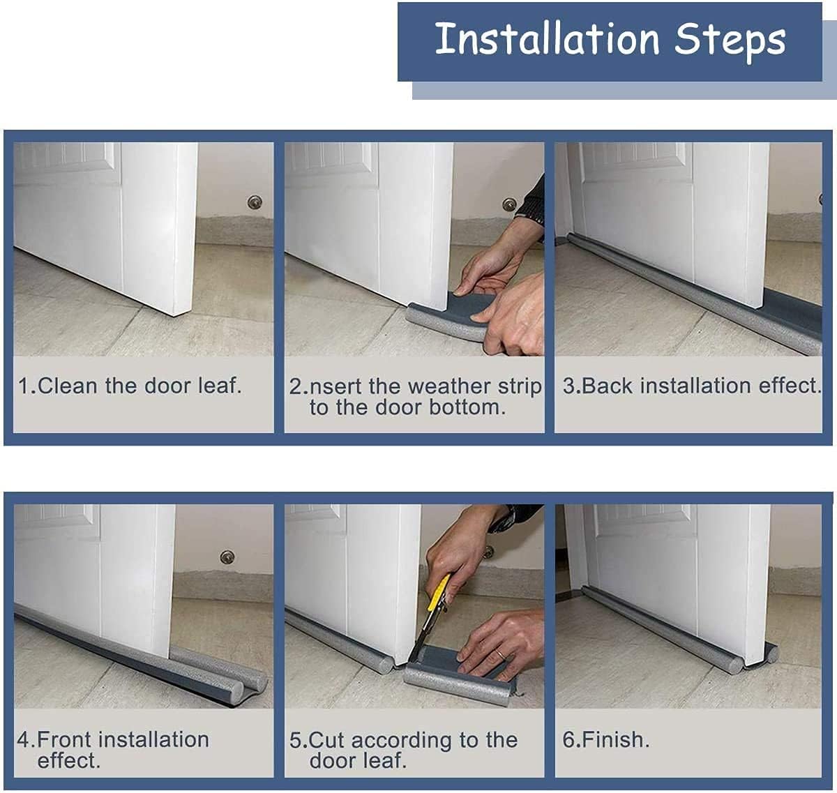 Grey 94cm Door Draft Excluder – Energy-Efficient Under Door Seal, Noise & Cold Air Blocker, Weather Stripping for Bottom of Your Door - Image 9