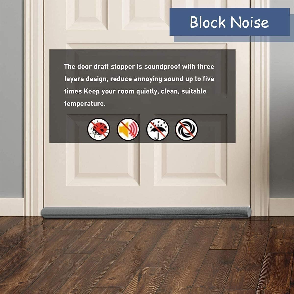 Grey 94cm Door Draft Excluder – Energy-Efficient Under Door Seal, Noise & Cold Air Blocker, Weather Stripping for Bottom of Your Door - Image 8