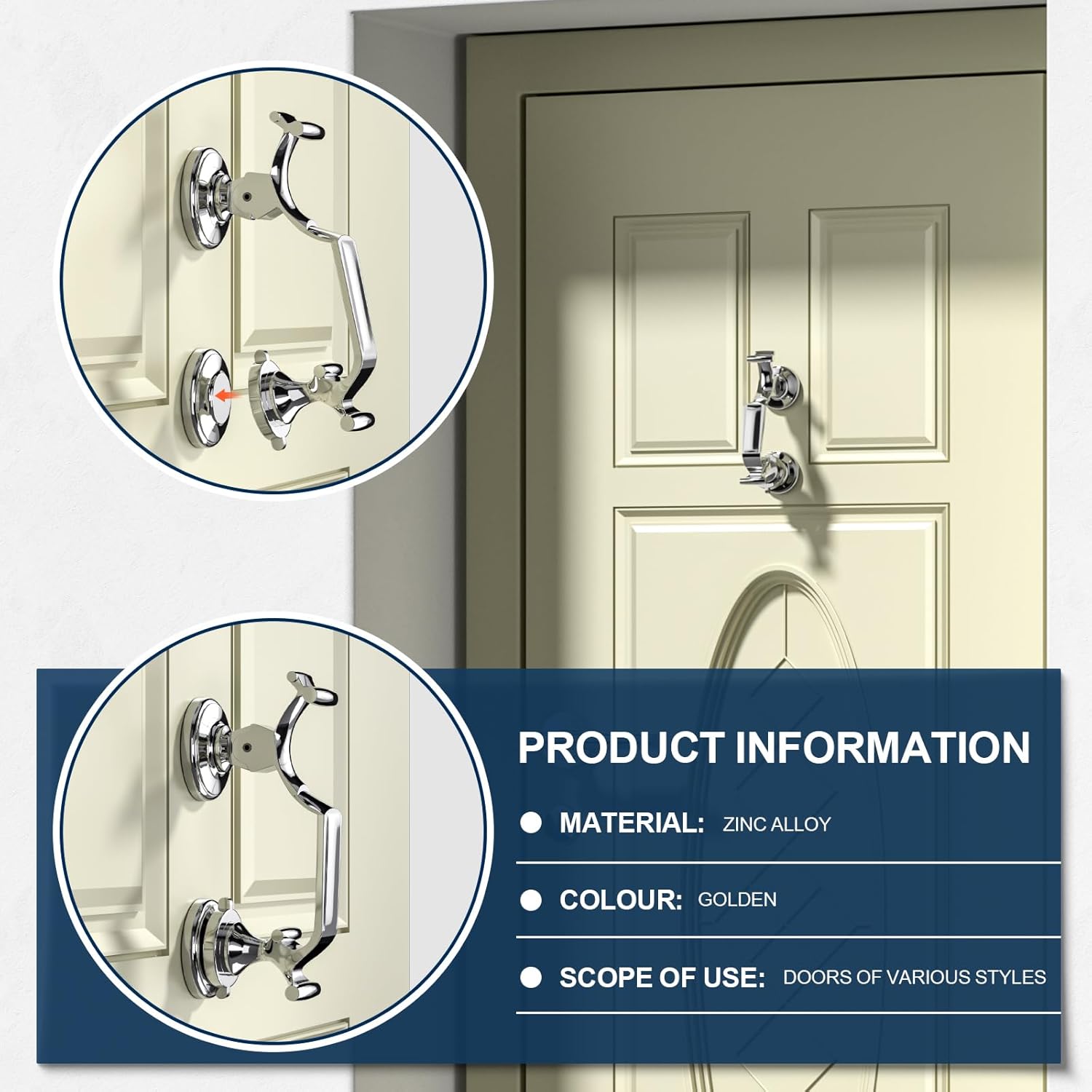 Bwintech 1 Chrome-Plated Doctor's Style Heavy Duty Door Knocker for Front Door - Image 4