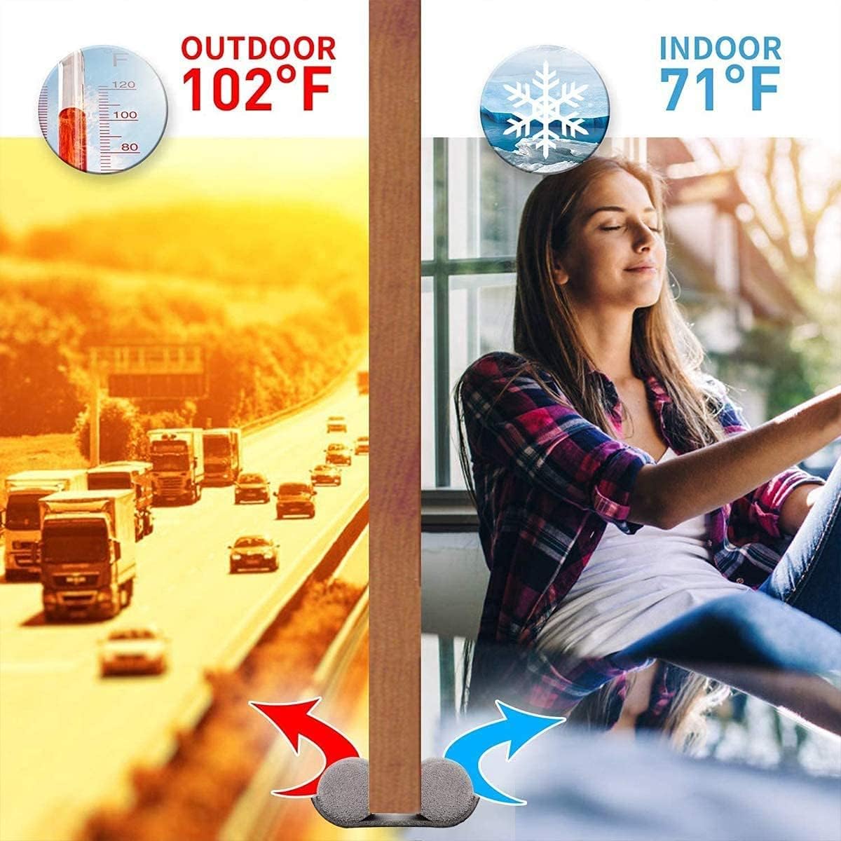 Grey 94cm Door Draft Excluder – Energy-Efficient Under Door Seal, Noise & Cold Air Blocker, Weather Stripping for Bottom of Your Door - Image 2
