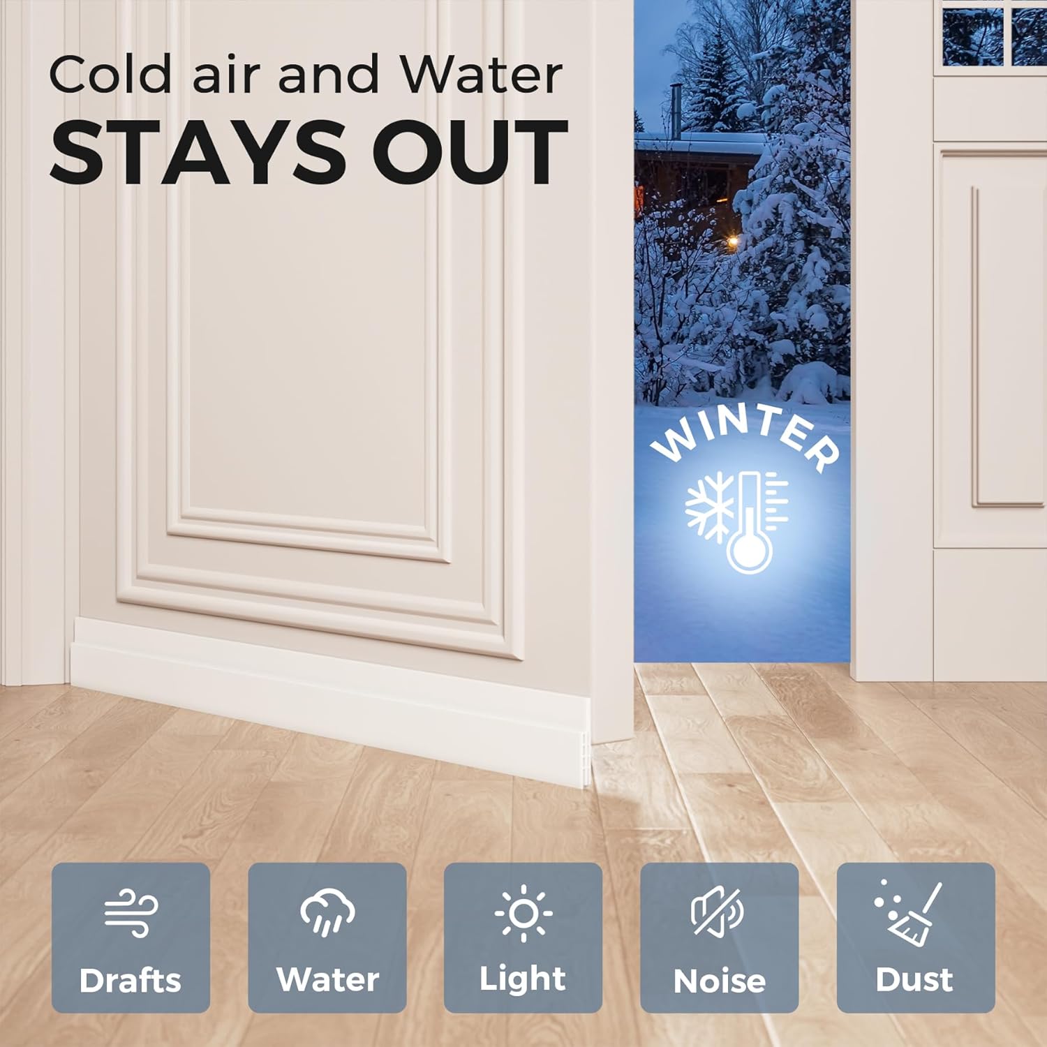 2-Pack Self-Adhesive Door Draft Excluder, White – 2" W x 39" L - Image 4