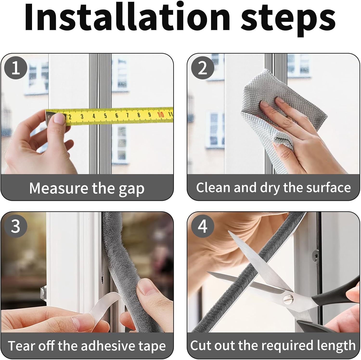 6m Self-Adhesive Windproof Door and Window Brush Strip, 9x9mm High-Density Fiber Strip (Gray) - Image 4