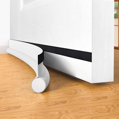 Door Draft Stopper, One-Sided Under Door Draft Blocker, 37" Cuttable Door Seal Insulator & Weather Stripping for Front Doors, White, 1 Pack