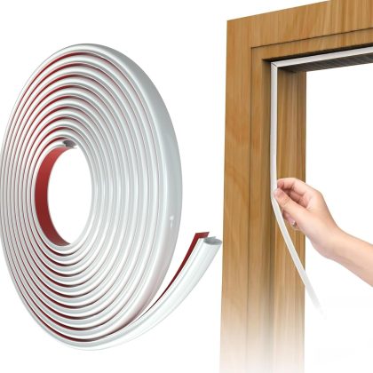 6M White D-Shape Rubber Door Draught Excluder Strip – Self-Adhesive Weather Stripping for Doors & Windows, Seals 2.5-5.5mm Gaps, Waterproof & Soundproof Door Seal