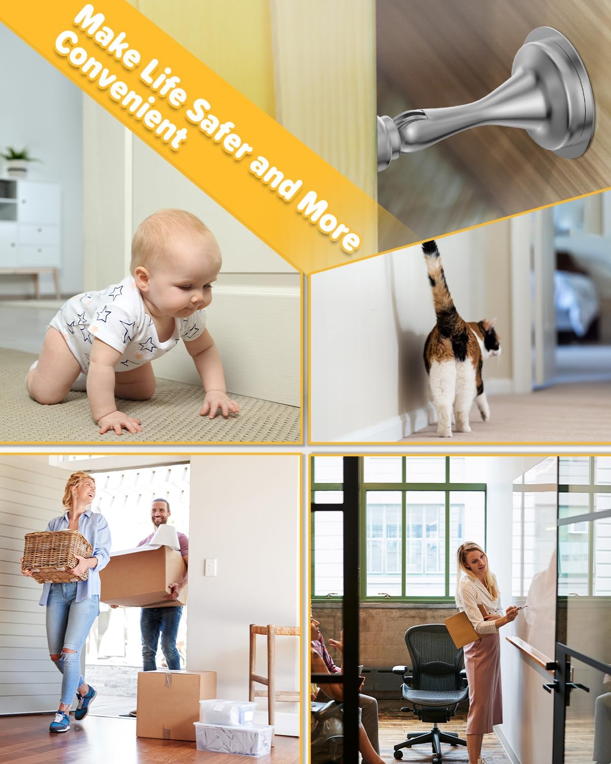 Heavy Duty Magnetic Door Stop, Chrome Finish – Adhesive or Wall Mounted, Floor & Skirting Protector (1 Pack) - Image 7