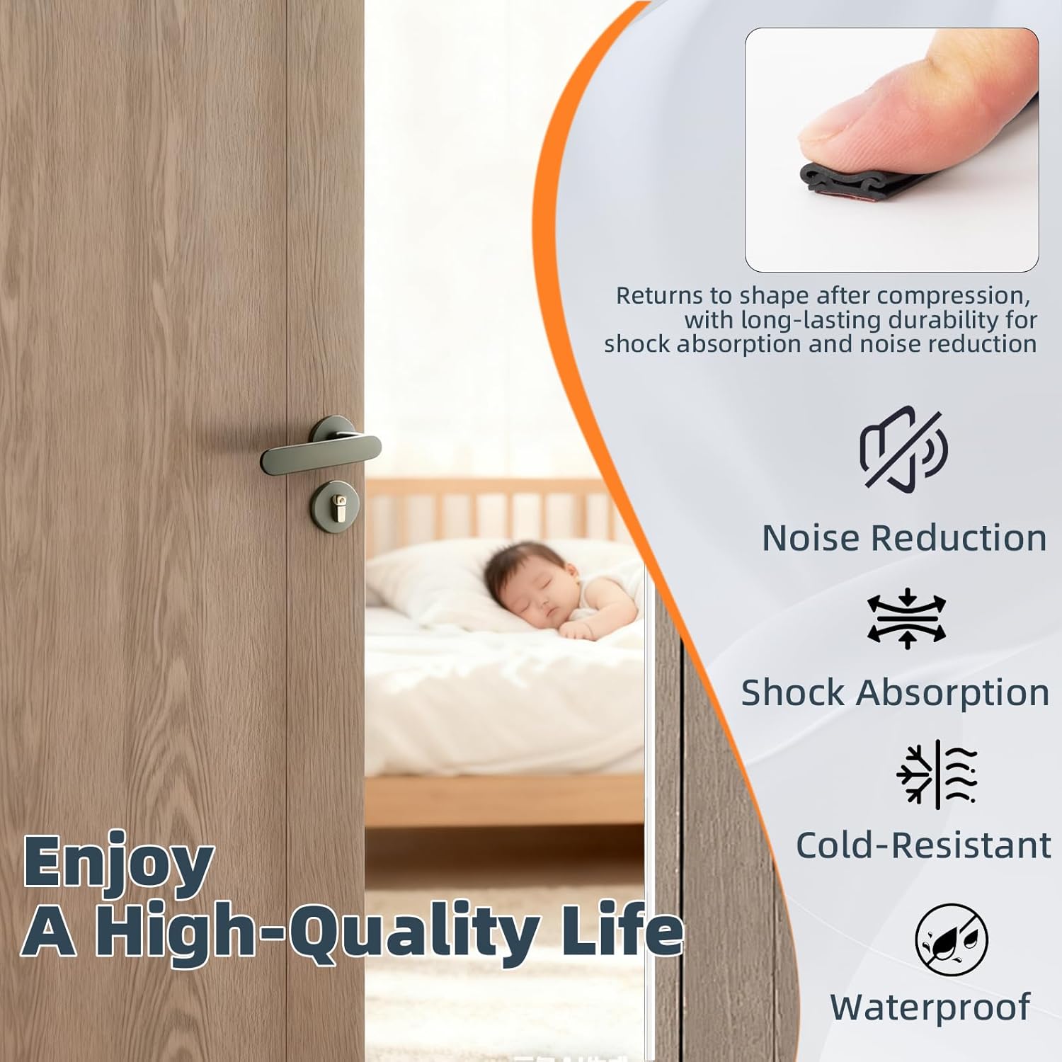 6M White D-Shape Rubber Door Draught Excluder Strip – Self-Adhesive Weather Stripping for Doors & Windows, Seals 2.5-5.5mm Gaps, Waterproof & Soundproof Door Seal - Image 5