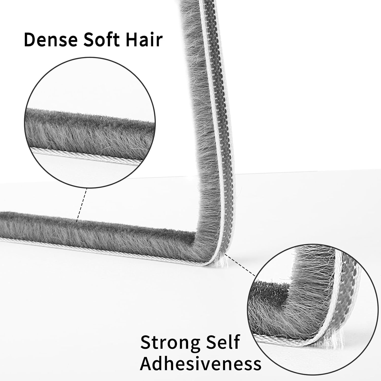 6m Self-Adhesive Windproof Door and Window Brush Strip, 9x9mm High-Density Fiber Strip (Gray) - Image 2