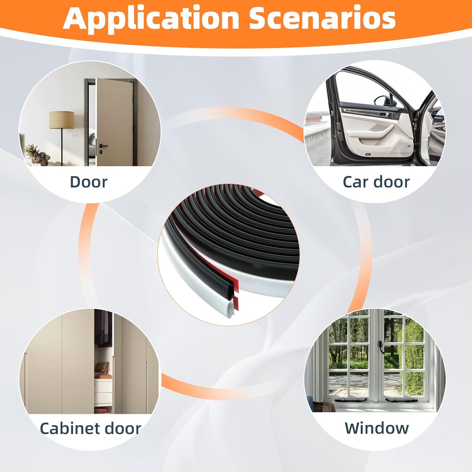 6M White D-Shape Rubber Door Draught Excluder Strip – Self-Adhesive Weather Stripping for Doors & Windows, Seals 2.5-5.5mm Gaps, Waterproof & Soundproof Door Seal - Image 8