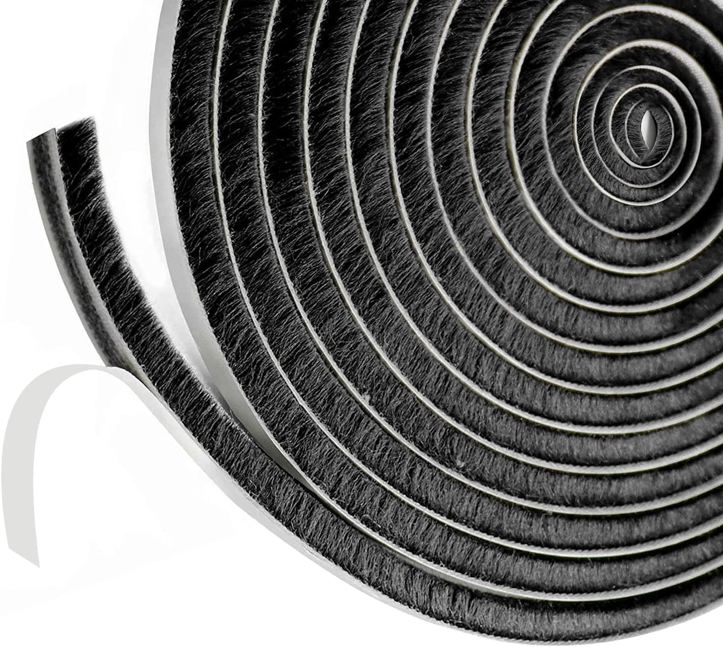 5m Door & Window Draft Excluder, 9mm x 5mm Brush Weather Stripping Tape, Self-Adhesive Black Seal Strip