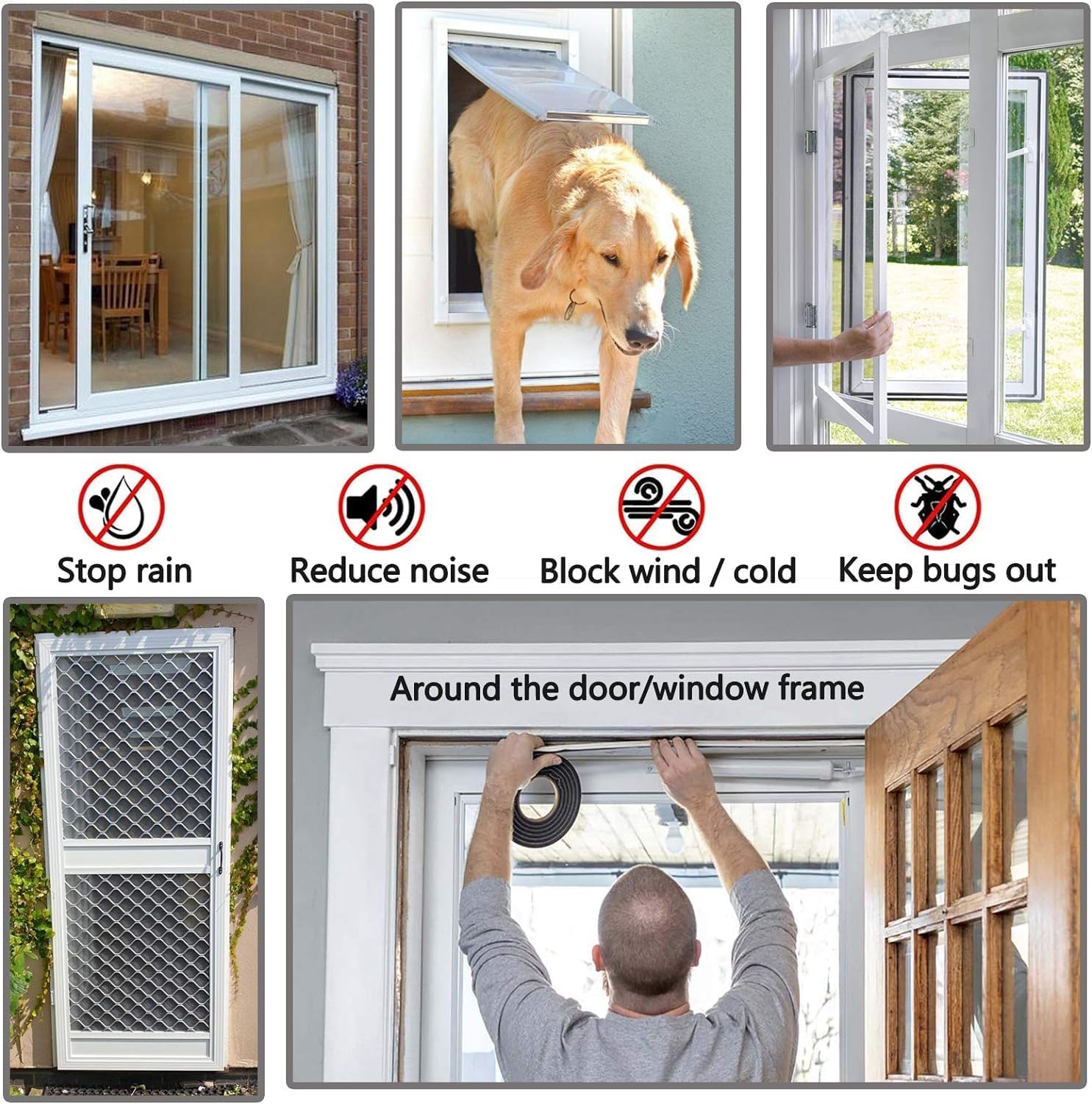 5m Door & Window Draft Excluder, 9mm x 5mm Brush Weather Stripping Tape, Self-Adhesive Black Seal Strip - Image 5